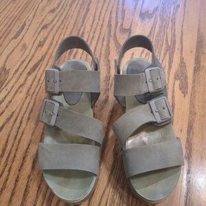 Bryr Jesse Monochrome Stack Wooden Sandals - Ocean